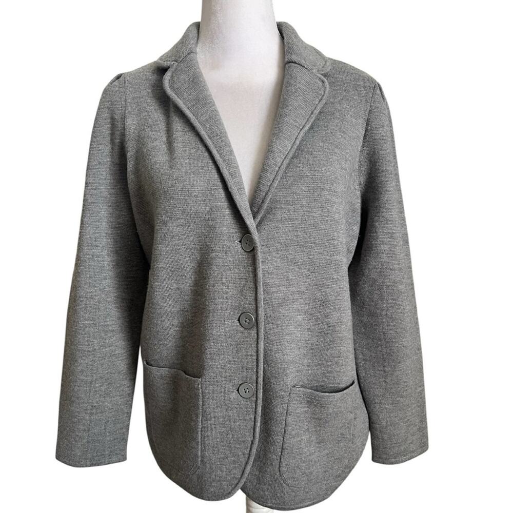 Talbots Sweater Blazer in Merino Wool XP Plus Petite Grey